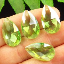 4pcs Faceted Green Titanium Crystal Teardrop Pendant Bead 22x13x5mm H15993
