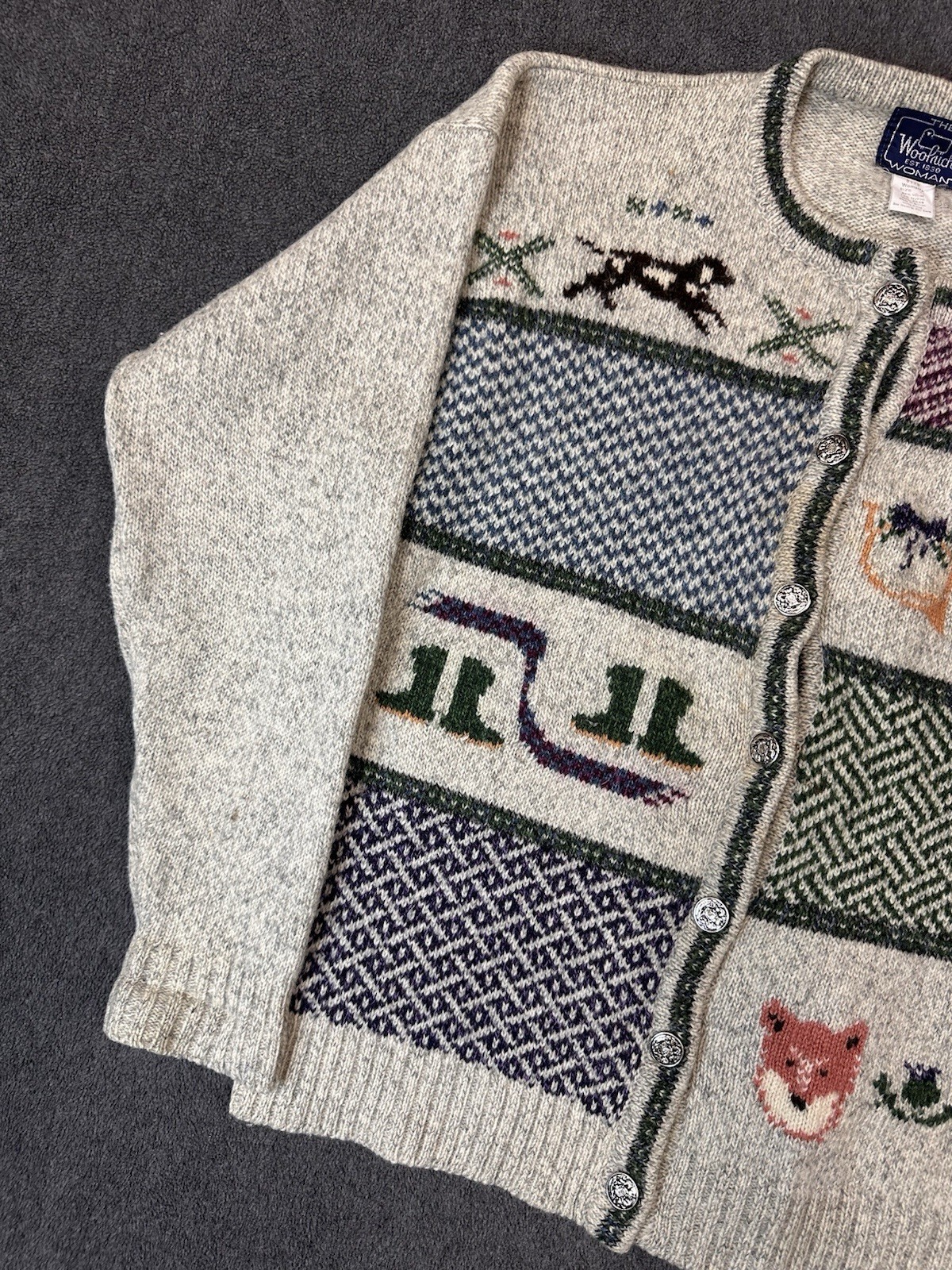 Woolrich Wool Blend Patchwork Button Front Cardig… - image 2