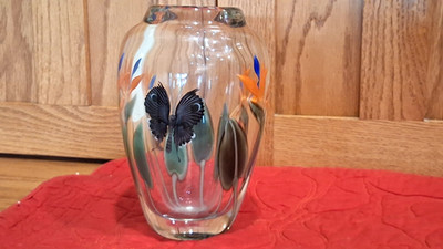 Beyers Signed/Numbered (57/300) Orient & Flume  Vase - Flowers wi Butterfly
