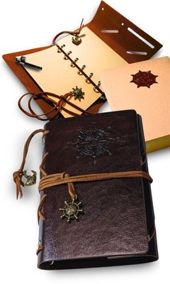 Edges42 Mini 6-Ring Collage Notebook, A7 Size, with PU Leather Binder (Coffee Br