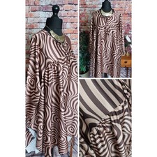 Brown DRESS Ladies short Oversized ITALY Womens PLUS size 16 18 20 22 24 26 XL