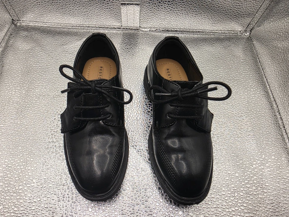 Zapato de vestir Oxford para niño pequeño negro talla 8 restauración corbata con gancho/bucle formal Foto 2 de 4