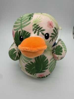 Small 7 inch Summer Palm Leaf Tropical Rubber Duck Plush Stuffed Animal New