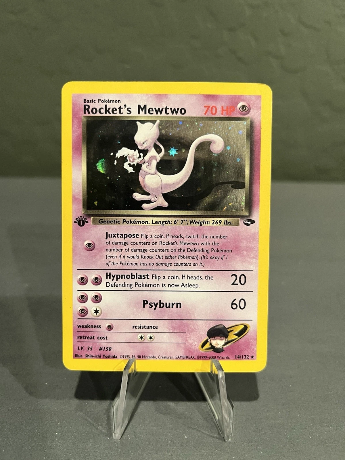 Pokemon TCG Rocket’s Mewtwo 14/132 1st Edition Holo Rare Card Clean Front MP