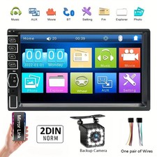 2 DIN 7" HD Car Stereo Radio MP5 Player Bluetooth Touch Screen With Rear Camera