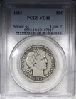1915 Barber Half Dollar PCGS VG10 KEY DATE 50C Circulated