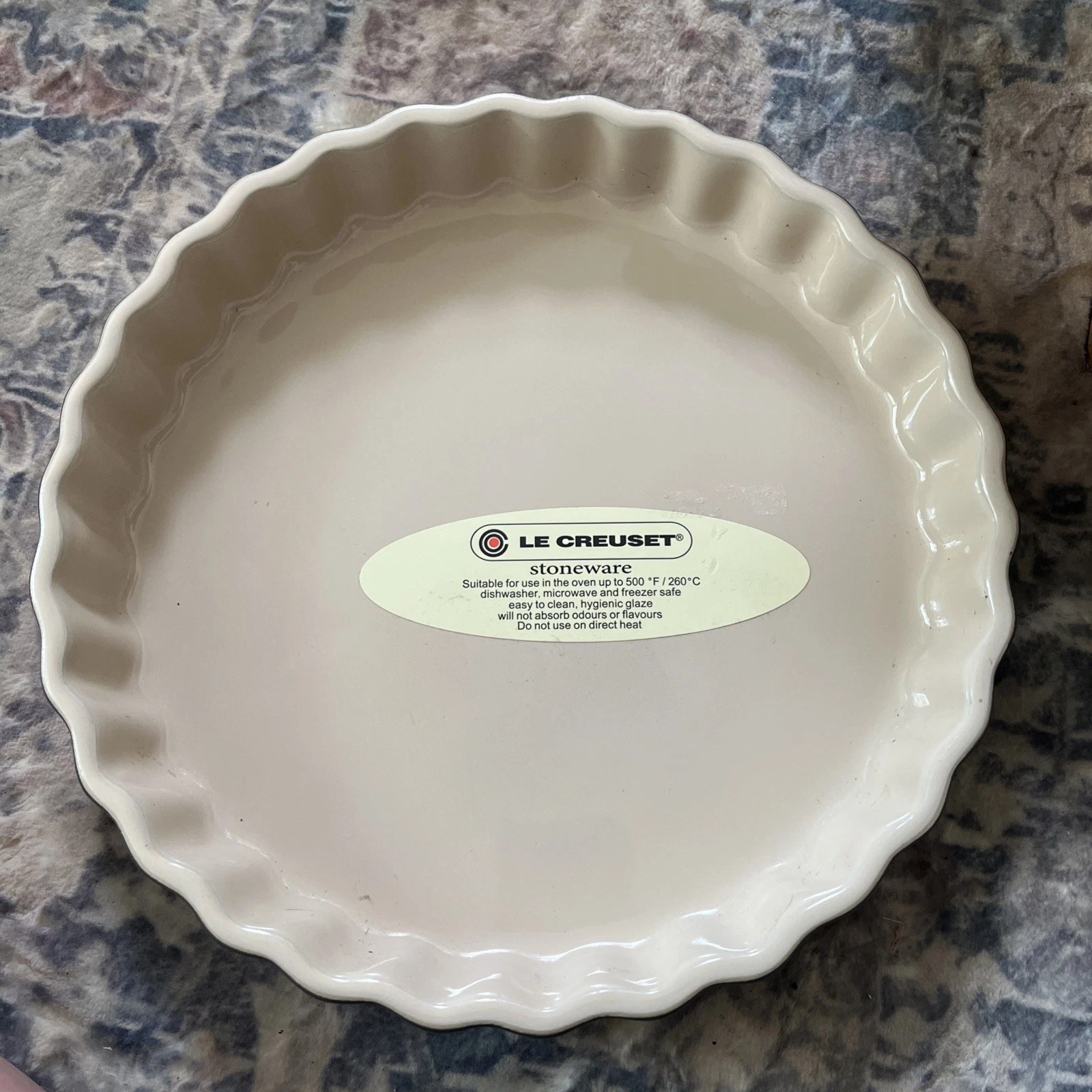 LE CREUSET Grey Stoneware Fluted Flan Pie Dish 1.35L 25cm Unused