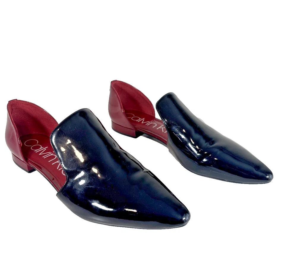 Zapatos planos sin cordones Calvin Klein Elin charol negro 9 para mujer Foto 3 de 4