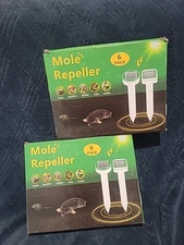 12x Ultrasonic Mole Repeller  Solar Gopher Spider Snake Repellent Two 6 Pack