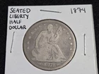 1874 P  SEATED LIBERTY HALF DOLLAR - WITH ARROWS 90% SILVER GOOD CONDITION