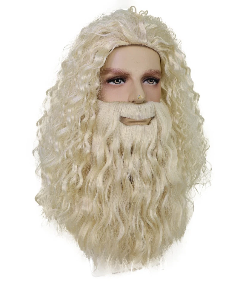圣诞老人灰色假发和胡子套装圣诞节 | 高级透气无盖帽 — 第 3/4 张图片