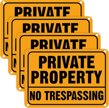 Reflective No Trespassing Signs 4 Pack 7x10 Aluminum Warning Property Security