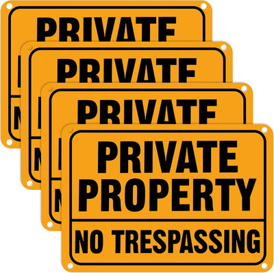 Reflective No Trespassing Signs 4 Pack 7x10 Aluminum Warning Property Security