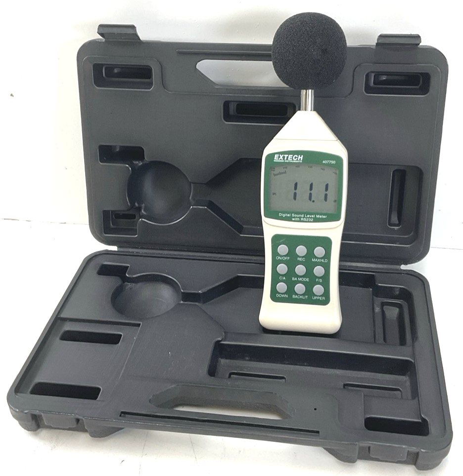 Extech 407750 Type 2 Sound Level Meter 30-130dB Backlit RS232 & Case | eBay