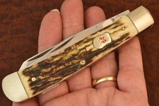 KISSING CRANE SOLINGEN GERMANY PRETTY STAG FULL SIZE TRAPPER KNIFE NICE (36312)