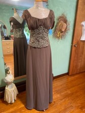 Mary  s Modern Maids Latte Beaded Mother  s Evening Special Occasion Dress 8