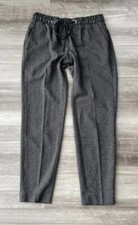 White House Black Market Taper Ankle Pants S Drawstring Faux Leather Waist