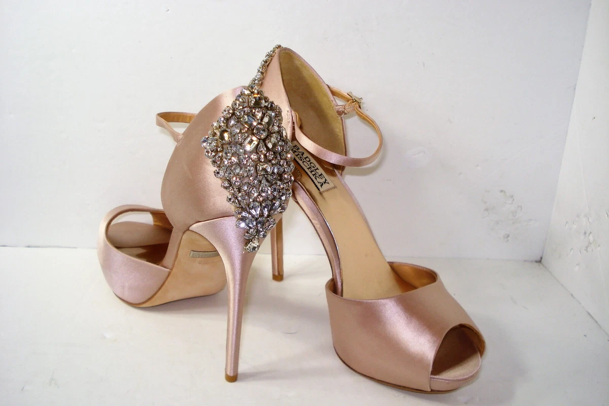 Blush pink top heels with rhinestones