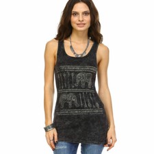 Ribbed Mineral Wash Black Tank Top Elephant Summer Shirt Made in the USA