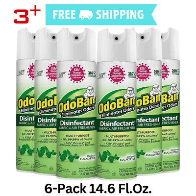 OdoBan Disinfectant Spray Eucalyptus Scent Kills 99.99% Germs 14.6 oz., 6 Cans