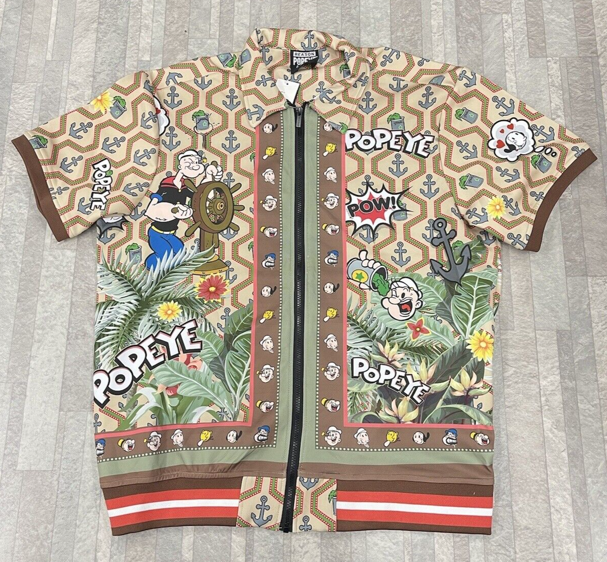 NWT Reason Clothing Popeye Short Sleeve Track Jacket Size:XL  display picture 1