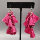 Long Gold Tone Pink Multi Cluster Chain Link Dangle Drop Earrings Jewelry  — photo 3