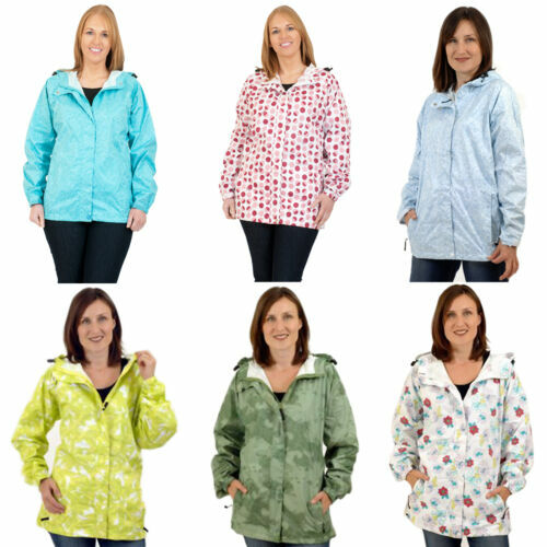 WOMENS RAINCOAT LADIES LIGHTWEIGHT HOODED WATERPROOF MAC WINDPROOF SUMMER JACKET - Picture 1 of 7