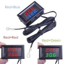 Dual LED Display Digital Thermometer Waterproof Temperature Sensor NTC Probe