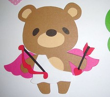 Teddy Bear Valentines Cupid Angel Paper Die Cut Doll Scrapbook Embellishment