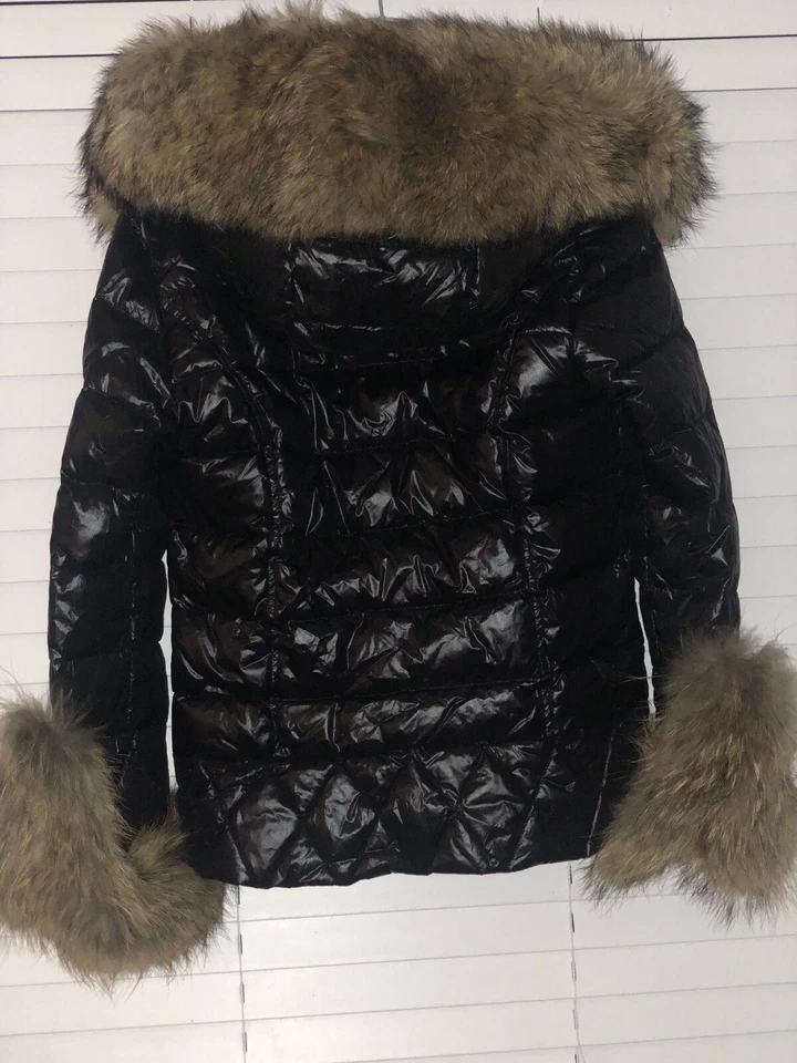 Fox Couture Puffer Down Winter Coat Size M With Real Fur Hood - Image 4 of 4
