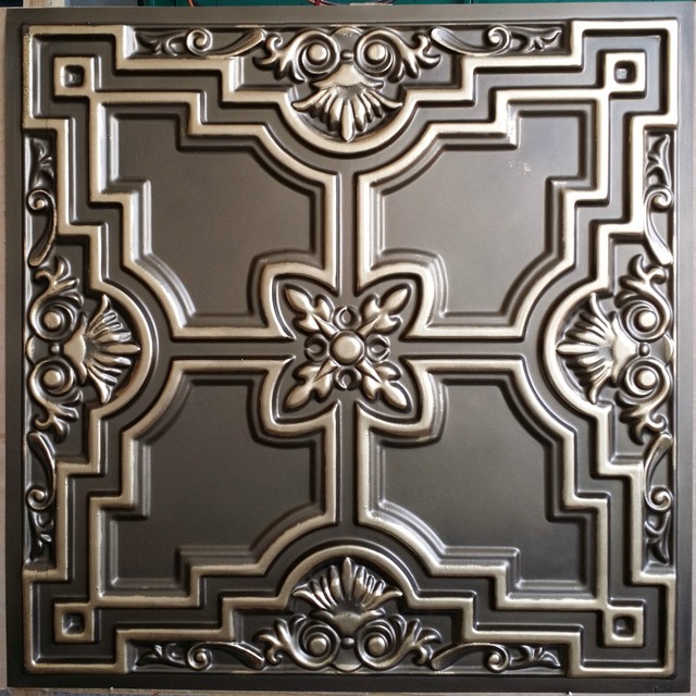 Pl16 Faux Tin Aged Brass Ceiling Tiles Bar Club Pub Decor Wall