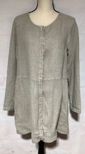 FLAX sz S khaki tan diamond texture linen peplum cardigan jacket