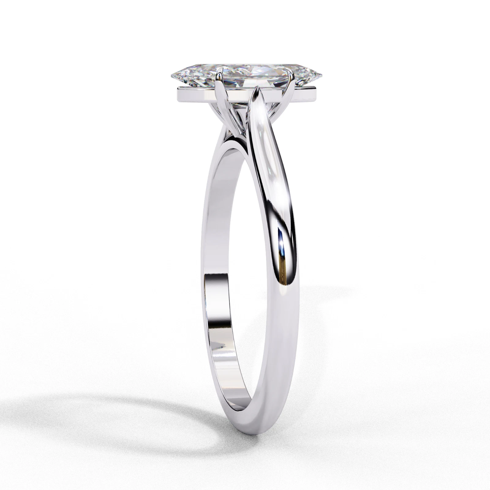 0.82 Ct F VS1 Marquise Lab Grown Diamond Ring IGI Certified 14k White Gold image-3
