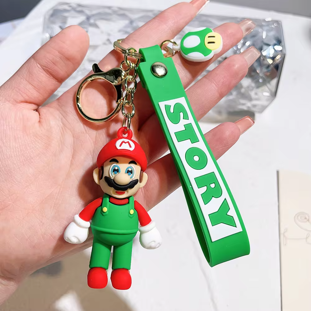 Mario w/Green Overalls - Super Mario Bros 3D Rubber Keychain
