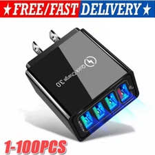 US 4 Port Fast Quick Charge QC 3.0 USB Hub Wall Home Charger Power Adapter Lot