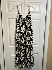 Tabitha Brown *Target Linen Blend Botanical Print Midi Tie Front Dress S Small