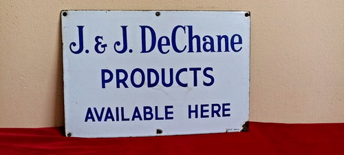 J&J DeChane Medical Antique Vintage Advt Tin Enamel Porcelain Sign Board Old E92