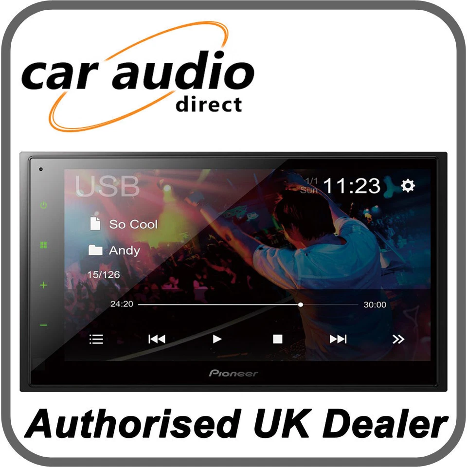 Pioneer DMH-A340DAB 6.8" Mechless Double DIN Touch Screen Stereo Bluetooth MP3  - Image 2 of 2