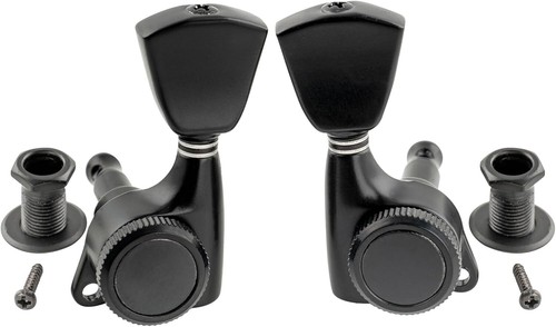 3+3 Locking Tuners 18:1 Electric Acoustic Guitars Metal Locking Cap - Black #3 - Picture 2 of 7
