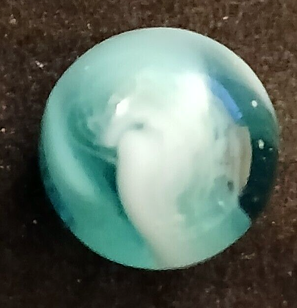 Akro Agate Onyx Glass Marble Light Blue Translucent Base White Spiral ...