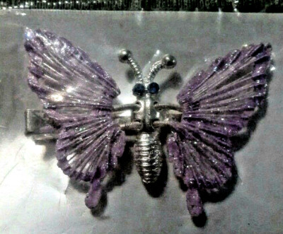 NEW Beautiful Purple and White Butterfly Hair Clip Clasp Ornament