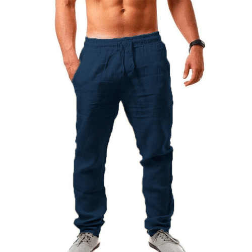 Mens Casual Elasticated Waist Flax Cotton Track Pants Jogging Sports Trousers AU - Picture 12 of 21