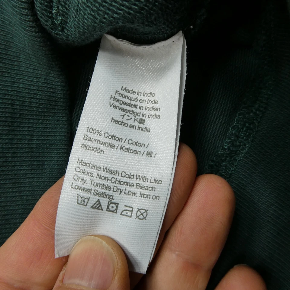 J Crew Authentic Fleece Hoodie Womens M Green Blue Cotton Terry Raglan Sleeve - Image 3 of 4