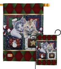 Christmas Calendar Kittens Cat Snowman Gift Candy Cane Garden House Yard Flag