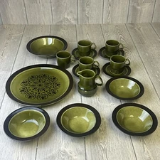 16pc Vintage Homer Laughlin Andre Ponche Green Glade Dinnerware Set