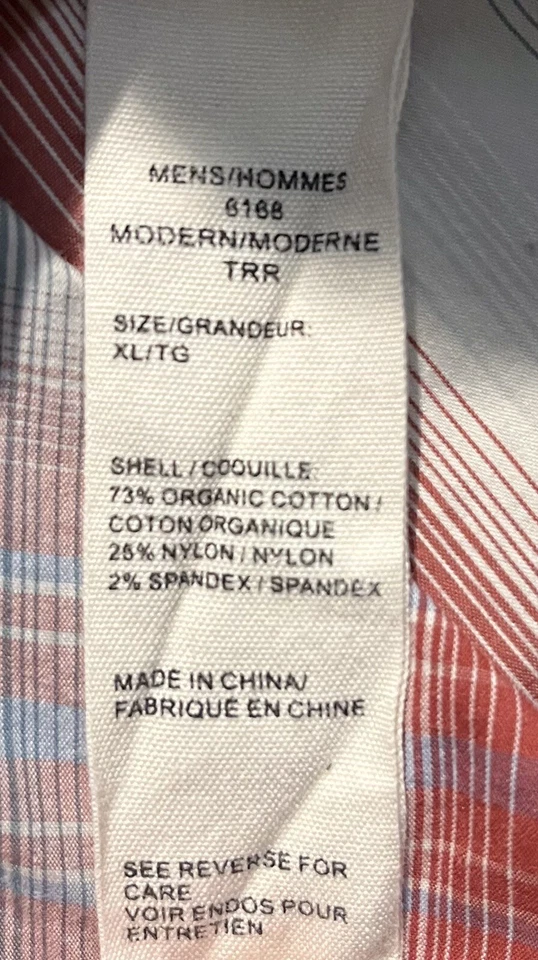 Woolrich Hombre Extra Grande (XL) Rojo Blanco y Azul Rayas Manga Corta Abotonada Foto 4 de 4