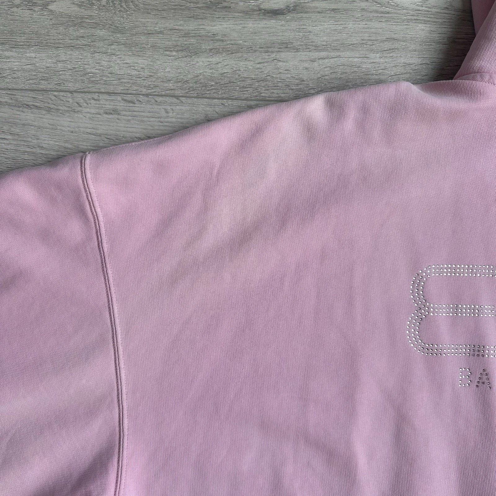 BALENCIAGA Felpa con Cappuccio Rosa Strass Unisex Media Autentica (Adatta XL) Oversize