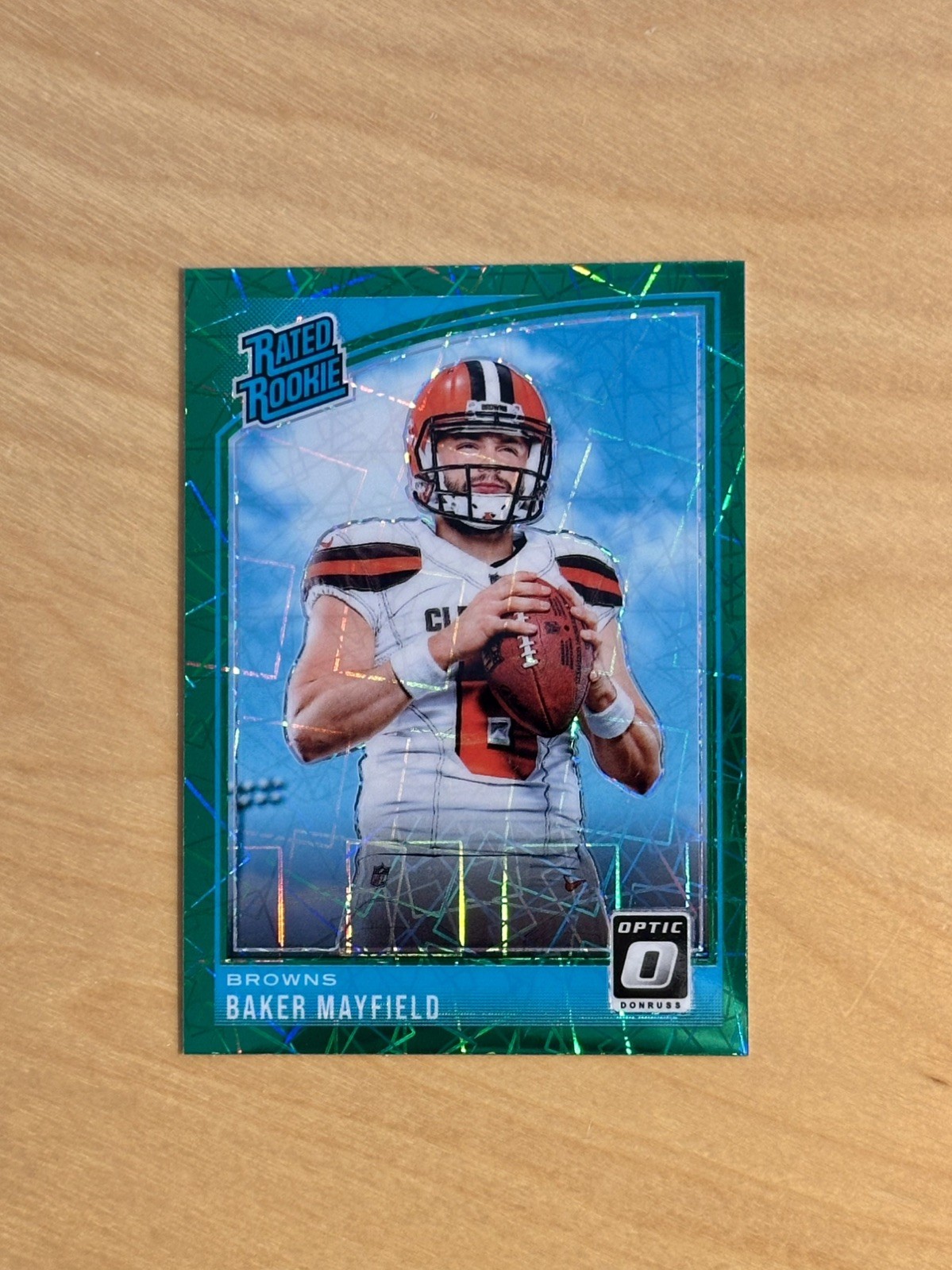 2018 PANINI DONRUSS OPTIC GREEN VELOCITY ROOKIE CARD #153 BAKER MAYFIELD