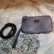 Liz Soto Handbags Crossbody Or  Wristlet  Wallet Purse Baby Blue Floral Interior