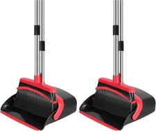 Broom and Dustpan Set, 52-In Long Adjustable Handle Broom Dustpan Combo